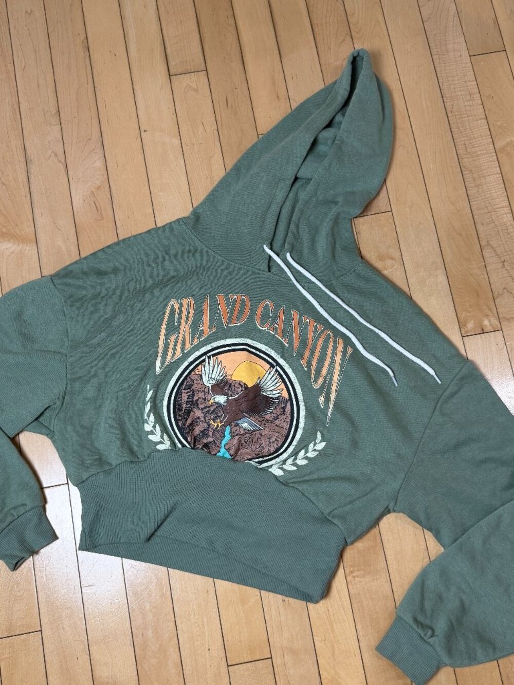 ZOE + LIV Grand Canyon Cropped Hooded Sweatshirt sage Green Size Medium